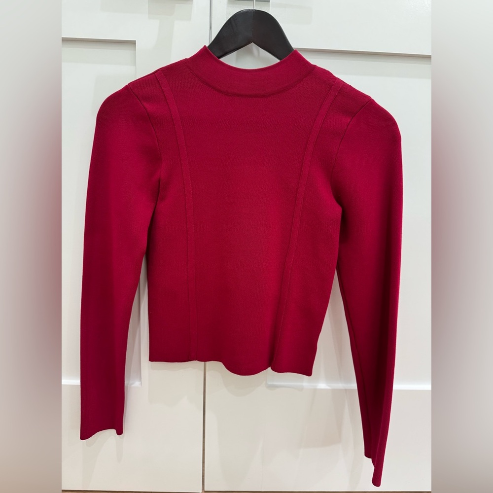 Bebe Rich Burgundy Bandage  Long Sleeve Top